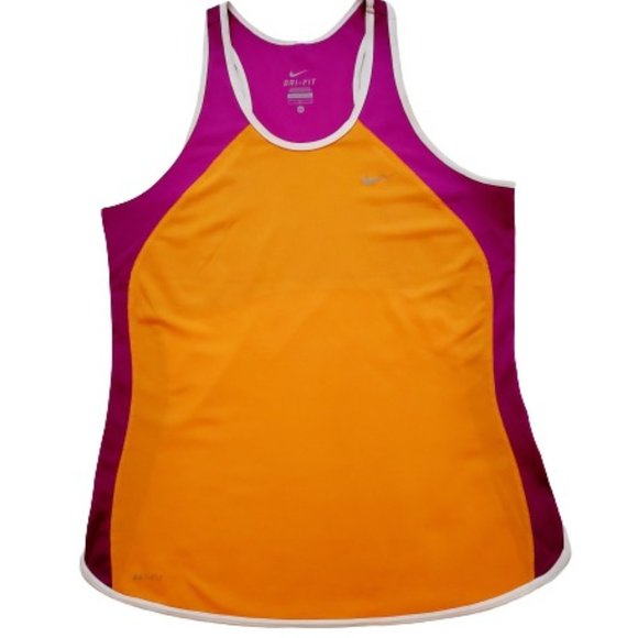 Nike Dri-Fit Women's Purple Orange Color Block Racerback Athletic Tank Top M - Picture 2 of 8